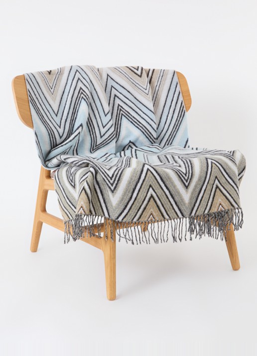 Missoni Plume plaid in wolblend 130 x 190 cm - voorkant 3 taupe
