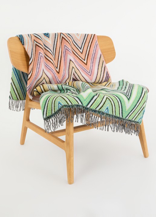 Missoni Plume plaid in wolblend 130 x 190 cm - voorkant 3 groen