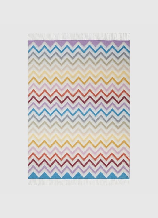 Missoni Watamu plaid in wolblend 130 x 190 cm - voorkant 2 gebroken wit