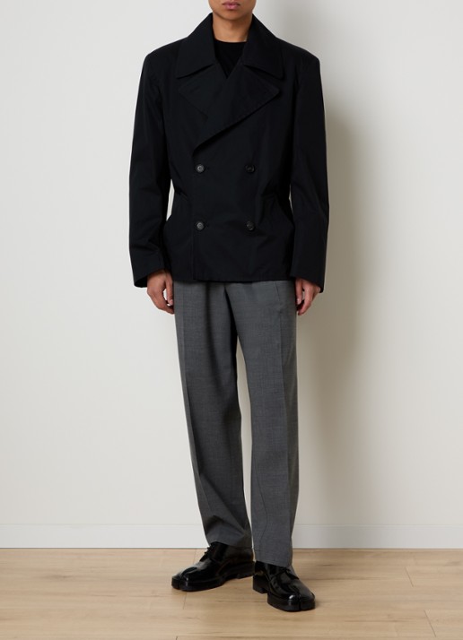 MM6 Double breasted trenchcoat met ceintuur - voorkant 3 zwart