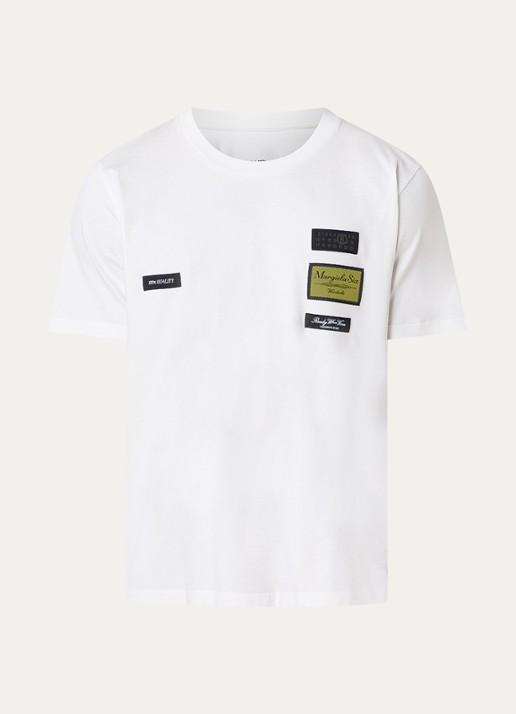 MM6 T-shirt met logoborduring - voorkant 4 wit