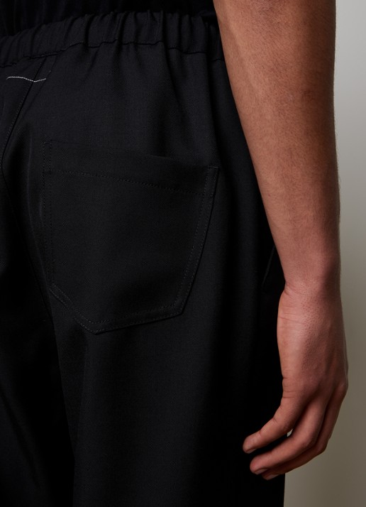 MM6 Tapered fit pantalon in wolblend met trekkoord - detail 6 zwart