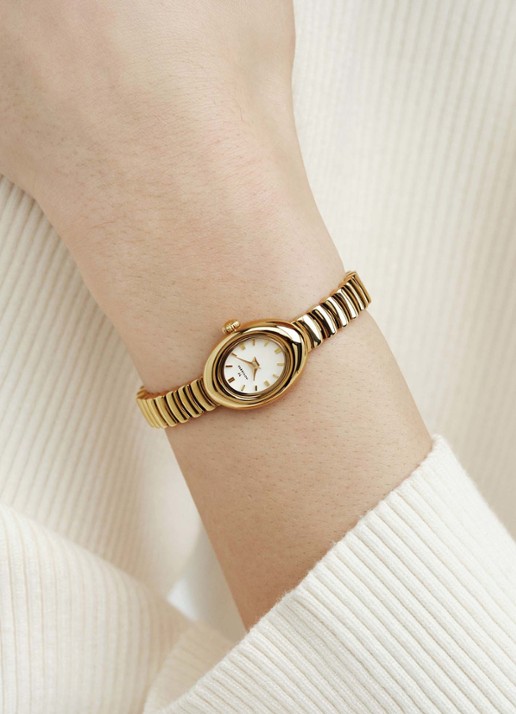 Mockberg Belle Oval Petite horloge MB1416 - achterkant 3 goud
