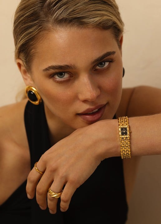 Mockberg Eternal Gold Noir horloge MB2089 - voorkant 6 goud