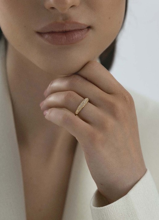 Mockberg Pavé Precious ring met zirkonia MB0199 - voorkant 4 goud