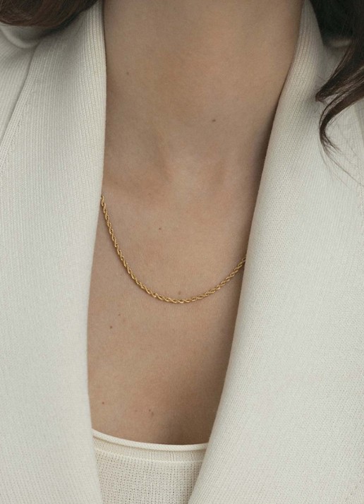 Mockberg Thin Rope ketting MO557 - voorkant 2 goud