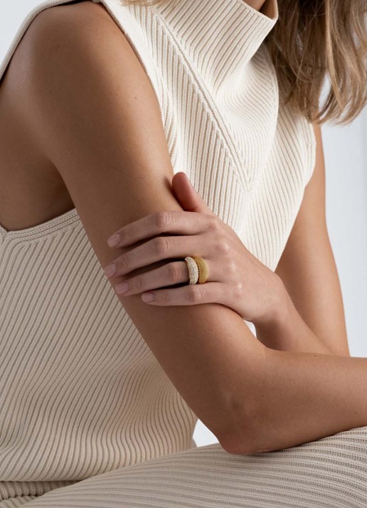 Mockberg Treasure ring met zirkonia MO214 - voorkant 4 goud