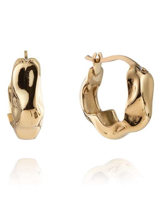 Mockberg Wavy Bolded Mini oorringen MB0167 - detail goud
