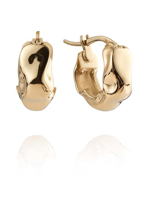 Mockberg Wavy Bolded Small oorringen MB0169 - detail goud