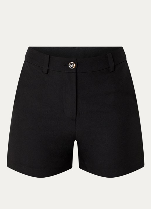 Modström Alaya mid waist slim fit korte broek - voorkant 2 zwart