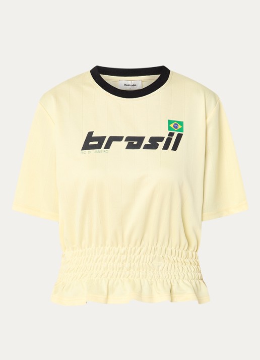 Modström Ansgar T-shirt met print - voorkant lichtgeel