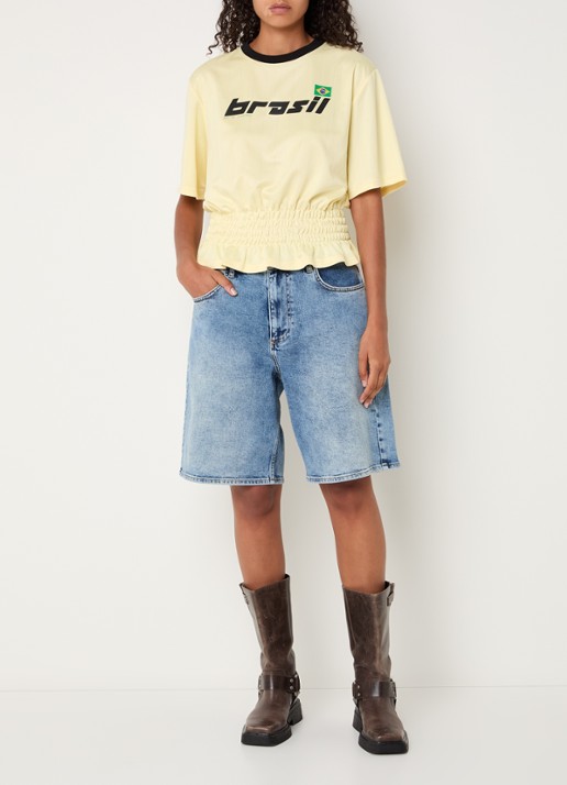 Modström Ansgar T-shirt met print - voorkant 2 lichtgeel