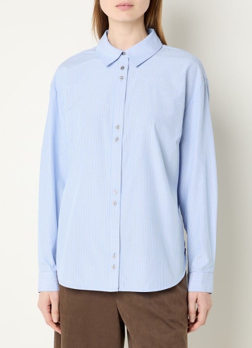 Modström Balou blouse met streepprint en knoopdetail