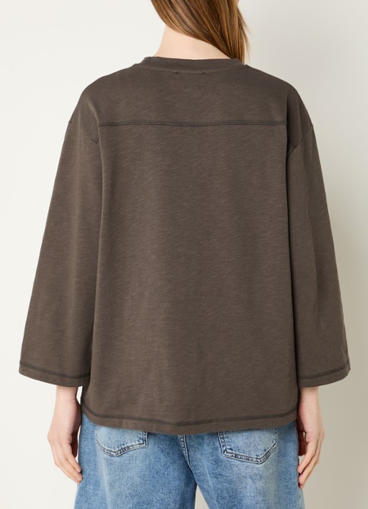 Modström Bamboo T-shirt met logoprint - achterkant hazelnootbruin