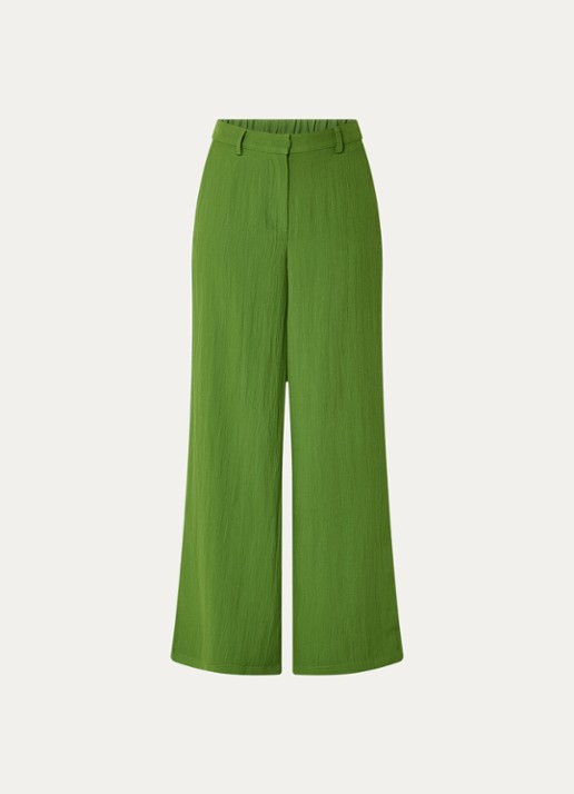 Modström Benitta mid waist wide fit pantalon van crêpe - voorkant 3 groen