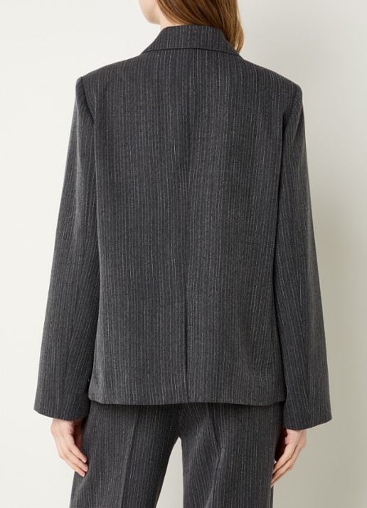 Modström Birna blazer met krijtstreep - achterkant 4 antraciet