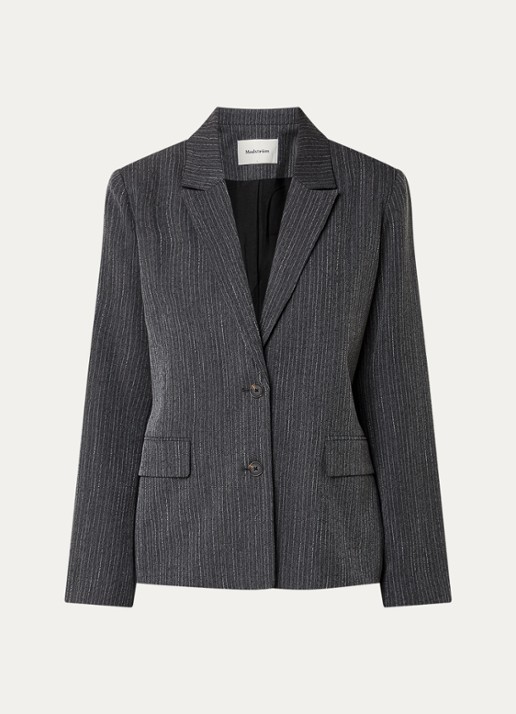 Modström Birna blazer met krijtstreep - voorkant antraciet