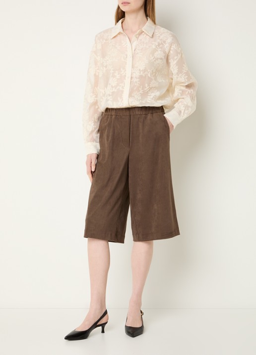 Modström Britney low waist wide fit culotte - voorkant 2 hazelnootbruin