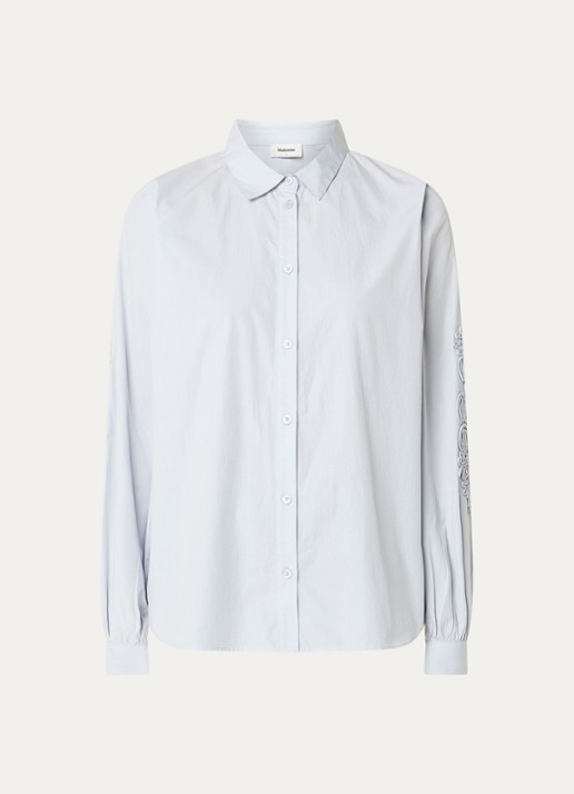 Modström Columbus blouse met borduring - voorkant 3 lichtblauw