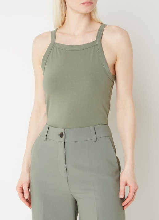 Modström Dae tanktop met stretch - detail 4 olijfgroen