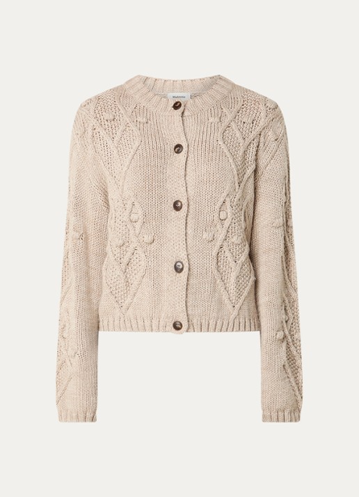 Modström Dahlia grofgebreid vest met ronde hals - voorkant 2 beige