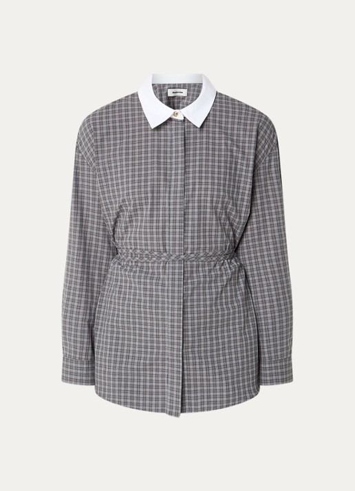 Modström Damaris blouse met ruitdessin - voorkant 3 antraciet