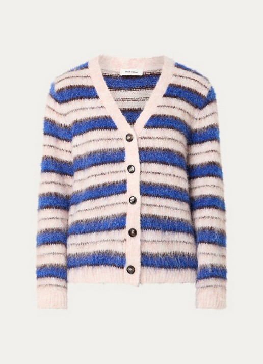 Modström Ditlev grofgebreid vest in wolblend - voorkant 3 blauw