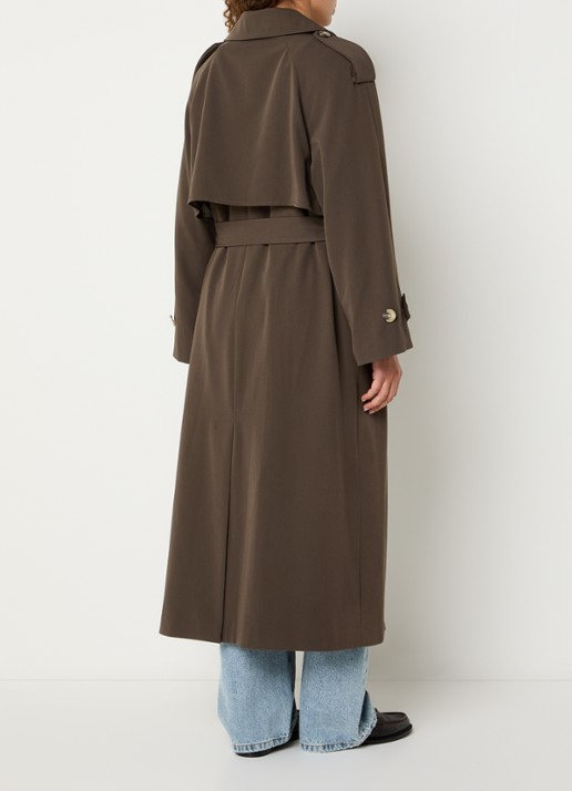 Modström EvieMD trenchcoat met steekzakken en ceintuur - achterkant 4 naturel