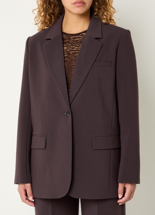 Modström Gale blazer met klepzakken - detail 4 donkerbruin