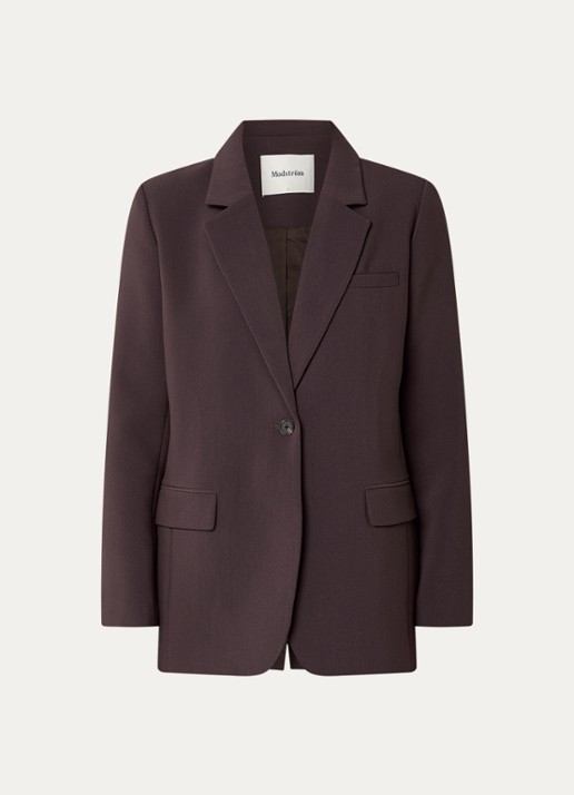 Modström Gale blazer met klepzakken - voorkant donkerbruin