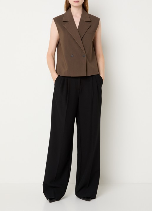 Modström Gale double-breasted gilet  - voorkant 4 lichtbruin