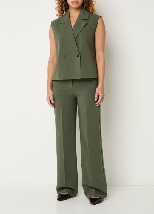 Modström Gale double-breasted gilet  - voorkant 2 olijfgroen