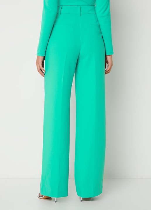 Modström Gale high waist straight fit pantalon met steekzakken en persplooi - achterkant 4 groen