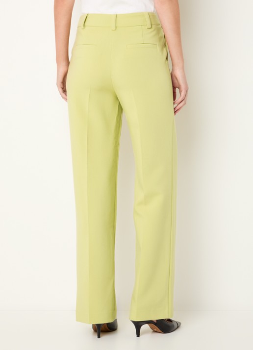 Modström Gale high waist straight fit pantalon met steekzakken en persplooi - achterkant lime