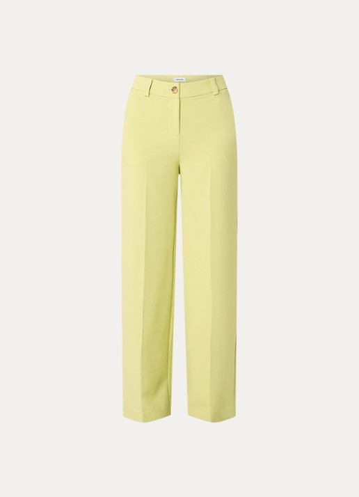 Modström Gale high waist straight fit pantalon met steekzakken en persplooi - voorkant 2 lime