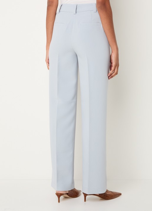 Modström Gale high waist straight fit pantalon met steekzakken en persplooi - achterkant lichtblauw