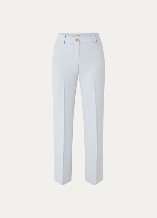 Modström Gale high waist straight fit pantalon met steekzakken en persplooi - voorkant 3 lichtblauw