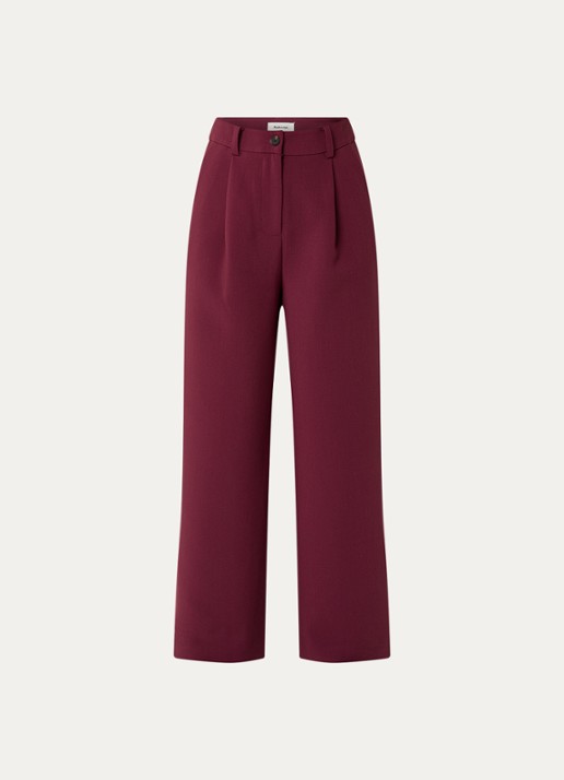 Modström Gale high waist straight fit pantalon met steekzakken en persplooi - voorkant 3 donkerrood