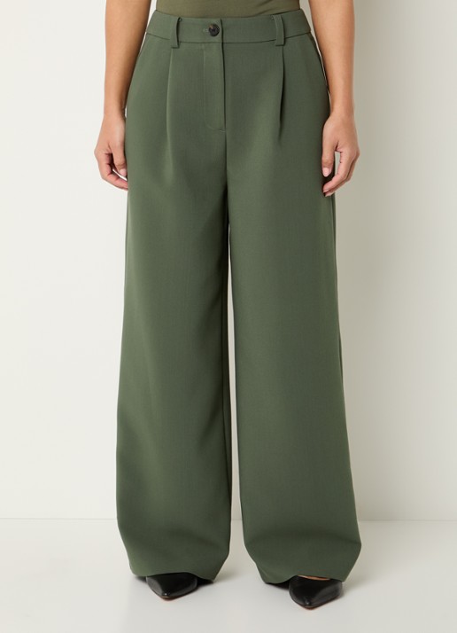 Modström Gale loose fit pantalon met steekzakken - detail 2 olijfgroen