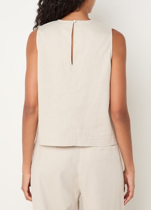 Modström Gale top in linnenblend met keyhole - achterkant 4 beige