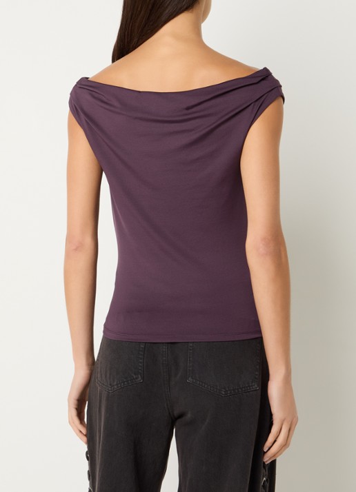 Modström Hima off shoulder top - achterkant 4 aubergine