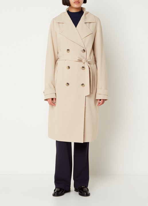 Modström Hiro trenchcoat met dubbele knopenrij en strikceintuur