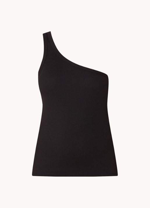 Modström Igor one shoulder top met ribstructuur en stretch