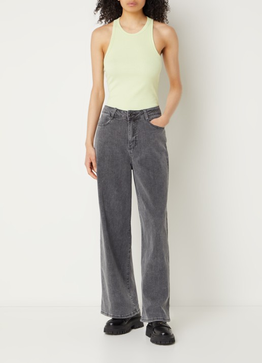Modström Igor ribgebreide tanktop met stretch - voorkant 3 neongroen