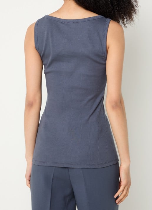 Modström Igor tanktop met ribstructuur - achterkant 4 staalblauw