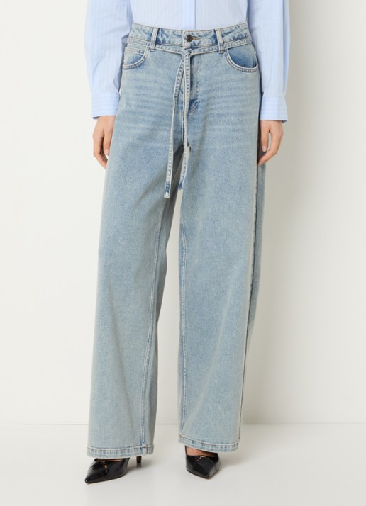 Modström Isolde high waist loose fit jeans met strikceintuur