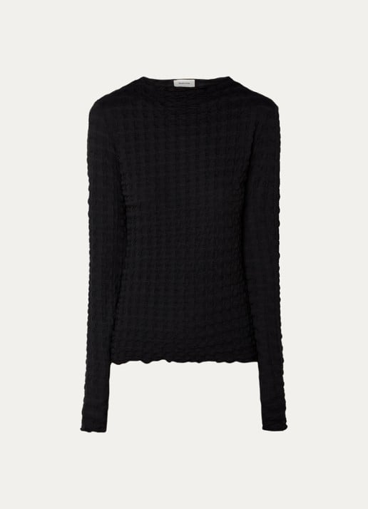 Modström Kimora longsleeve met structuur  - voorkant 2 zwart