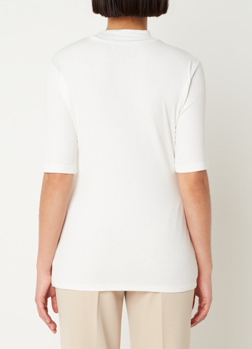Modström Krown T-shirt met ribstructuur - achterkant 2 lichtgrijs