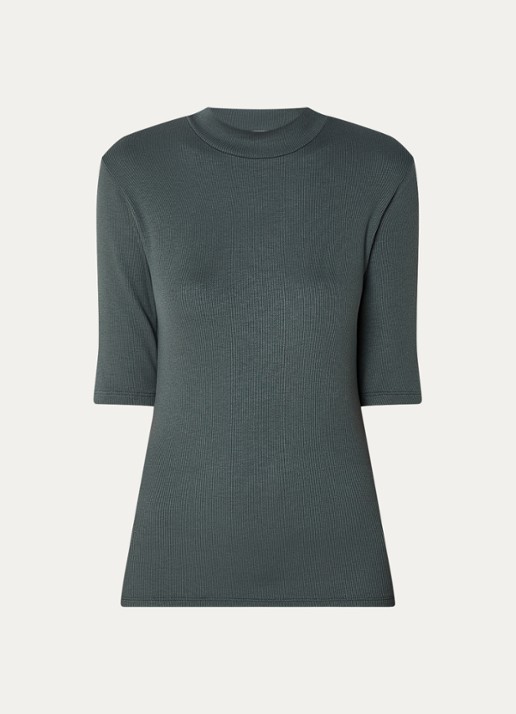 Modström Krown T-shirt met ribstructuur - voorkant 3 groen