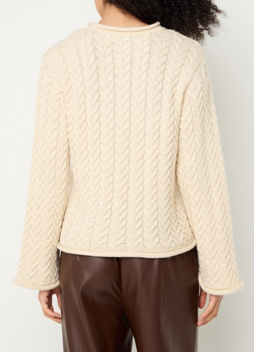 Modström Kurtis kabelgebreide trui in alpaca wolblend - achterkant 4 gebroken wit